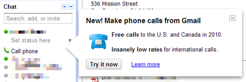Free phone calls from Gmail