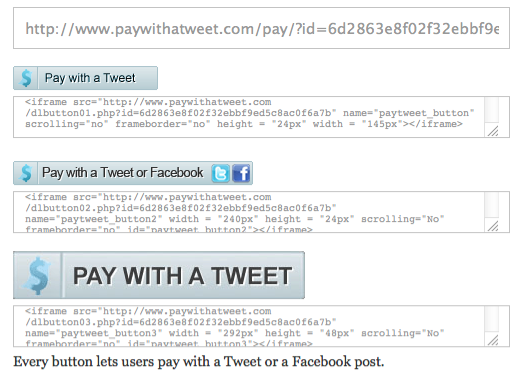 Pay with a Tweet - buttons