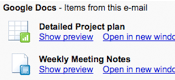 Google Docs previews in mail