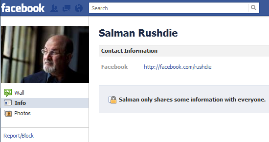Η σελίδα του Σάλμαν Ρούσντι στο Facebook
