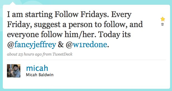 Το πρώτο Follow Friday Tweet