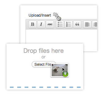 Ένα κουμπί για τη διαχείριση των πολυμέσων και drag and drop ανέβασμα αρχείων