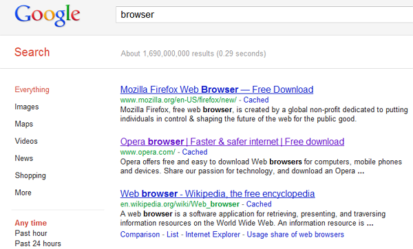 Ο Chrome απουσιάζει από τα αποτελέσματα αναζήτησης του google.com