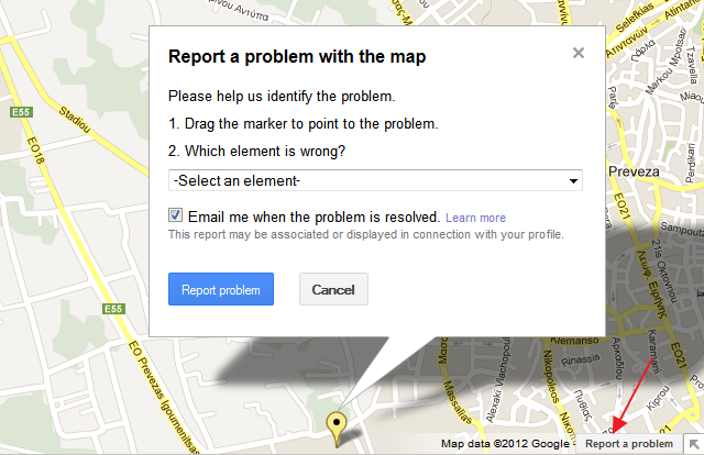 Google Maps - Report a problem