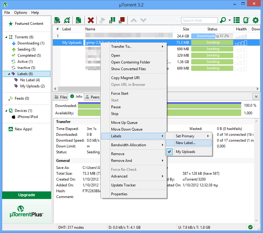 μTorrent Labels