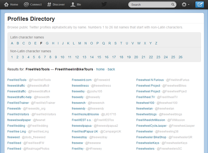 Twitter Profile Directory